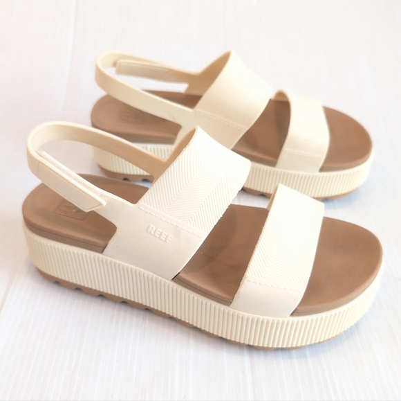 Reef Shoes - REEF Women's Water Vista Higher Platform Cream Sandals Size 10
